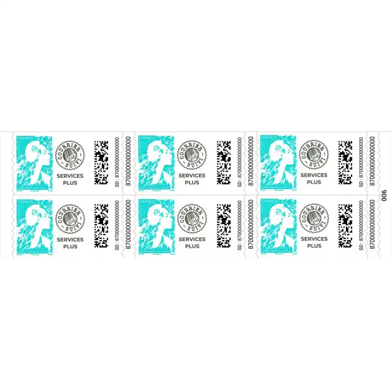 Carnet de 6 timbres Marianne de l'avenir - LSP - Datamatrix. Retour Gratuit