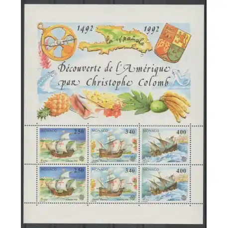 Vente Directe Monaco - Blocs et feuillets - 1992 - No BF 57 - Christophe Colomb