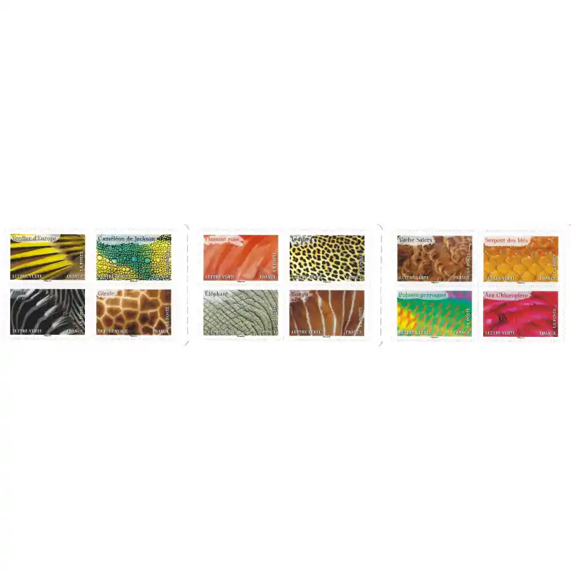 Timbres autoadhésifs de France N°2389-2400, Animaux en couleurs. Prix Choc