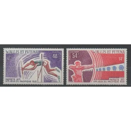 Wallis et Futuna - Poste aérienne - 1971 - No PA39/PA40 - sports divers Remise