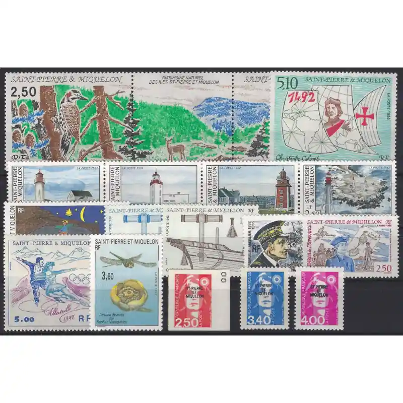 Vente Flash Timbres de Saint Pierre et Miquelon 1992 année complète neuf**.