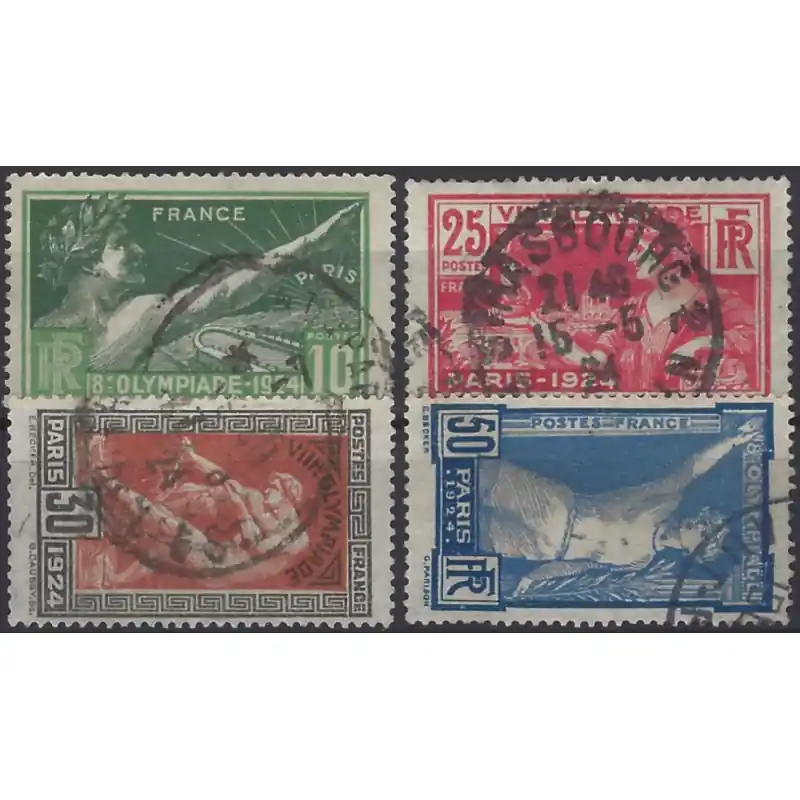 Jeux olympiques de Paris timbres de France N°183-186 série oblitéré. Petit Prix