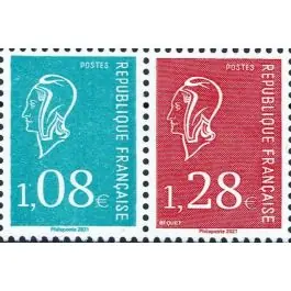 Top Qualité Timbre de collection France - 5535 Paire Horizontale B+R - 50 ans de la Marianne de Bequet