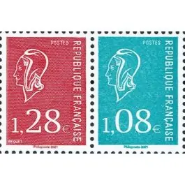 Paiement Sécurisé Timbre de collection France - 5535 Paire Horizontale R+B - 50 ans de la Marianne de Bequet
