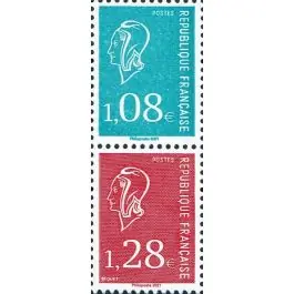 Timbre de collection France - 5535 Paire Verticale B+R - 50 ans de la Marianne de Bequet Marque