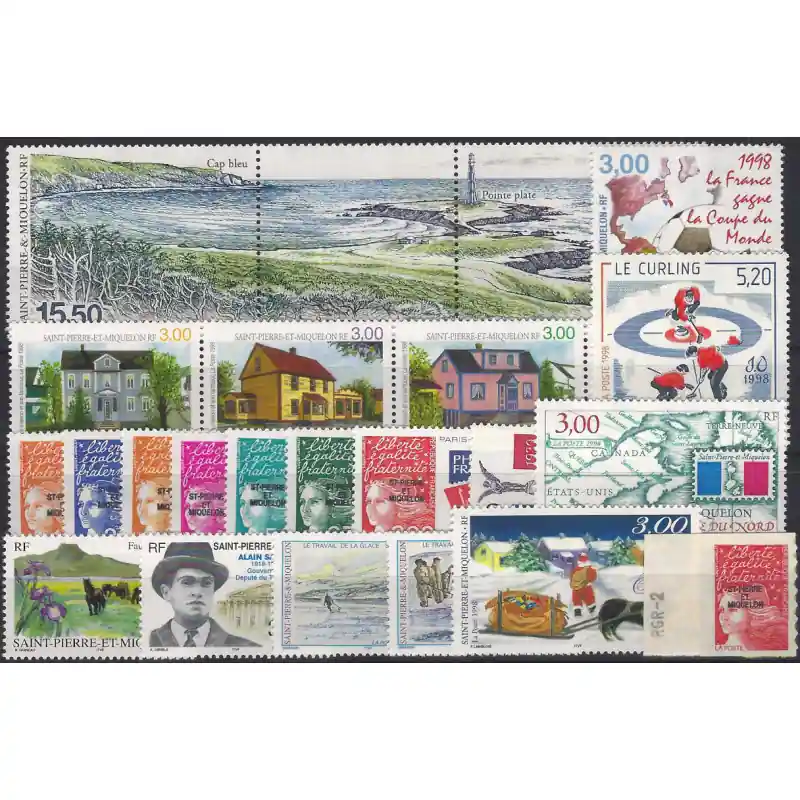 Must-Have Timbres de Saint Pierre et Miquelon 1998 année complète neuf**.