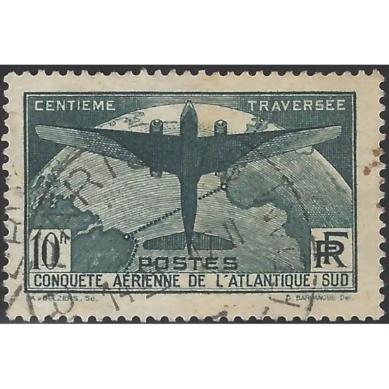 Marque Atlantique timbre de France N°321 oblitéré.