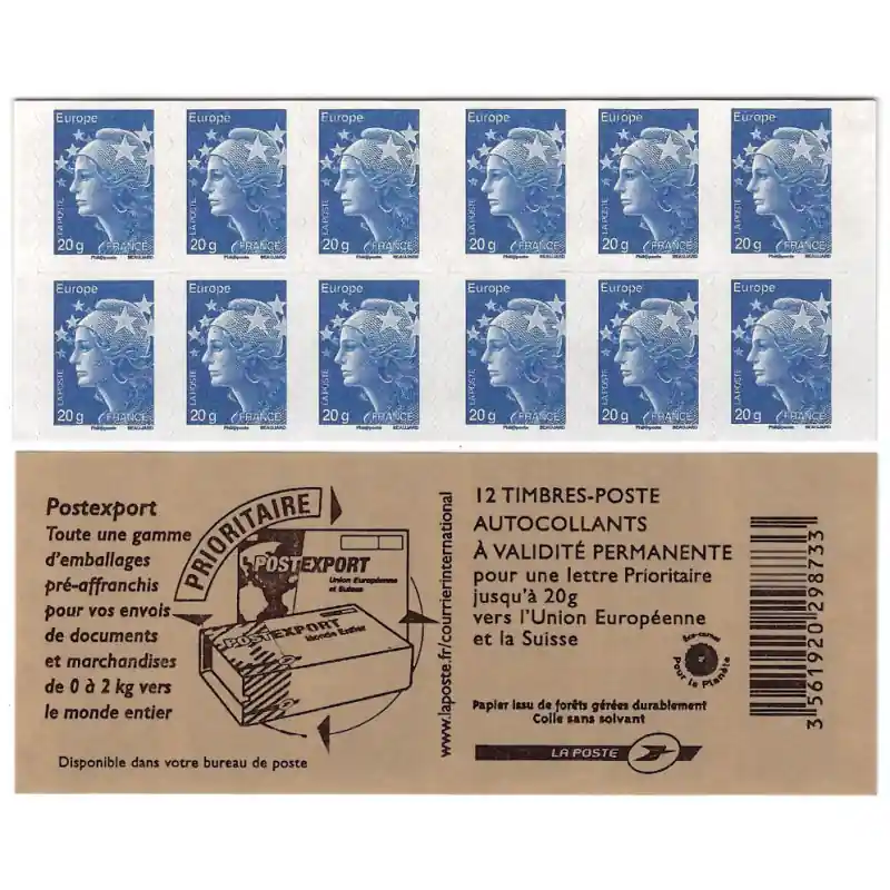 Carnet de 12 timbres Marianne de Beaujard bleu N°4201-C1 Offre Spéciale
