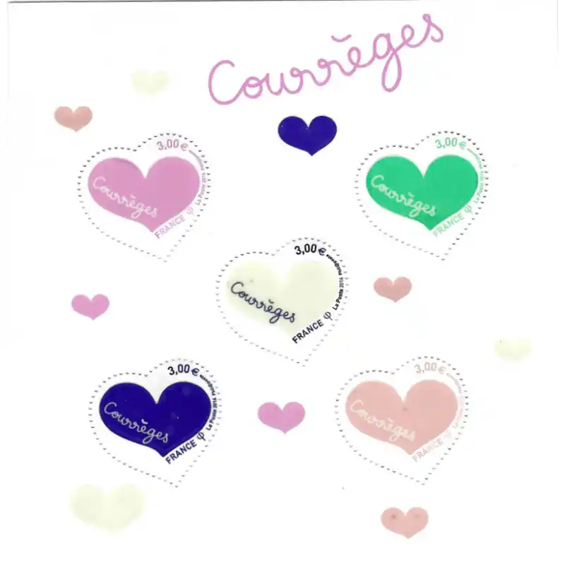 Livraison Gratuite Feuillet de 5 timbres Cœur Courrèges F5050B neuf**.