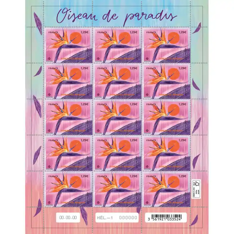 Marque Timbre Oiseau de paradis en feuillet de France N°F125 neuf**.