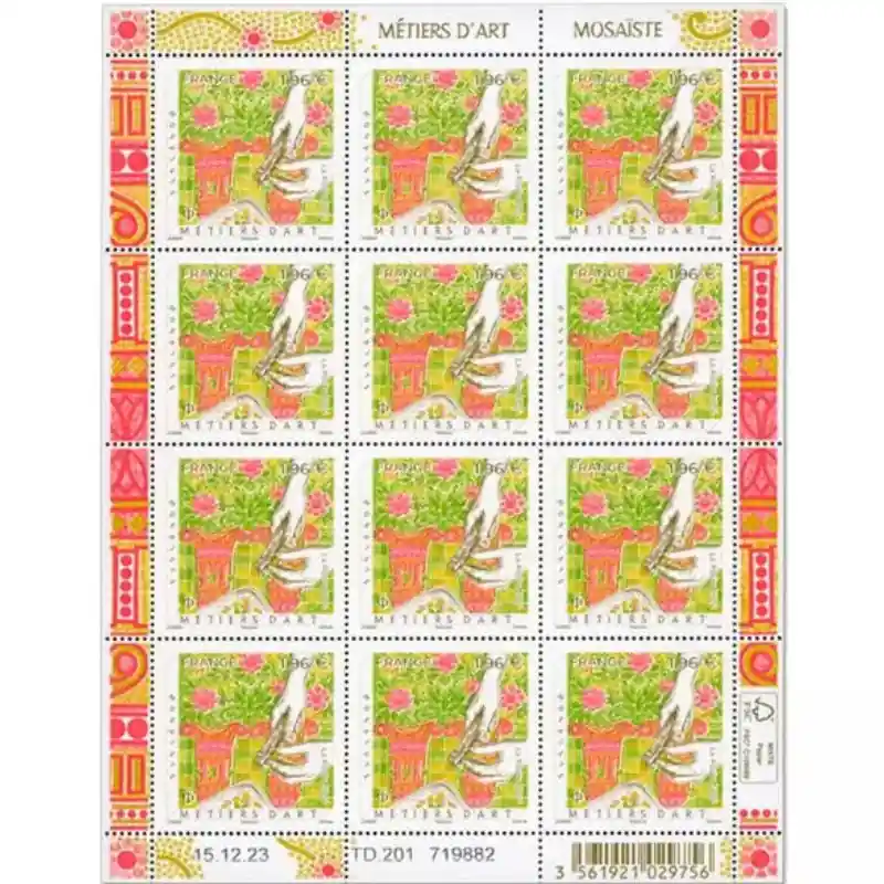 Certifié Timbre Mosaïste en feuillet de France N°F123 neuf**.