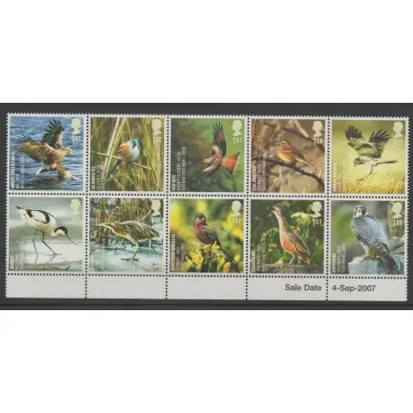 Grande-Bretagne - 2007 - No 2922/2931 - oiseaux Paiement Sécurisé