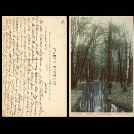 Carte postale 75 - Paris - Bois de Boulogne - Le cours d'eau - Pecheur Marque