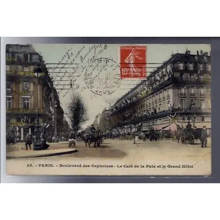 Carte postale 75 - Paris - Boulevard des Capucines - le cafe de la Paix et le Grand Hotel - Artisanat