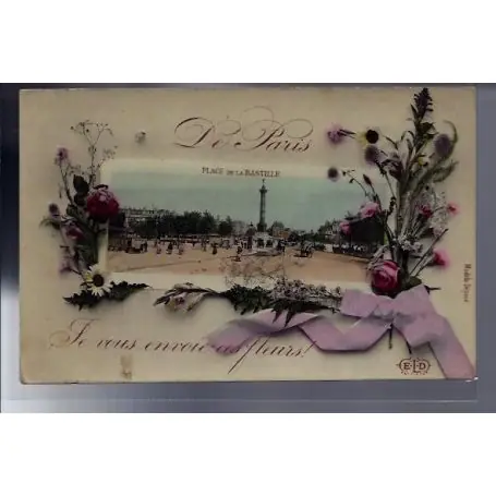 Promotion Saisonnière Carte postale 75 - Paris - Carte Je vous envoie ces fleurs" - Place de la Bastille - Voya"""