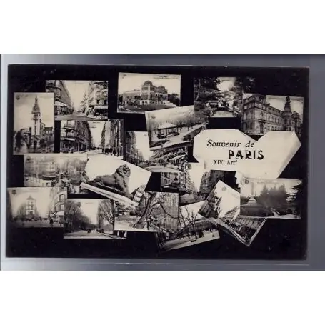 Carte postale 75 - Paris - carte souvenir de Paris XIVe Arrt - avec differentes vues de l" Populaire