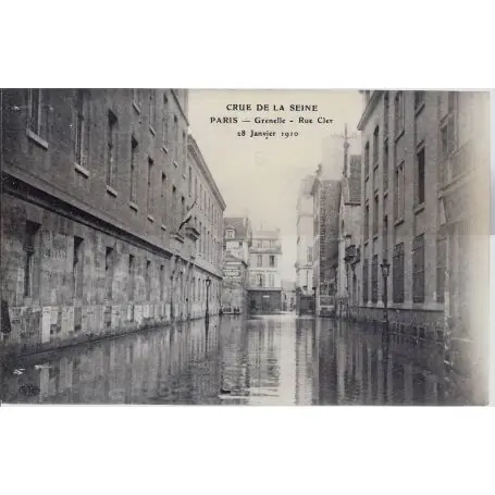 Carte postale 75 - Paris - Crue de la Seine - Grenelle Rue Cler Édition Limitée