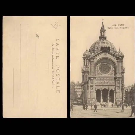 Livraison Mondiale Carte postale 75 - Paris - Eglise Saint Augustin