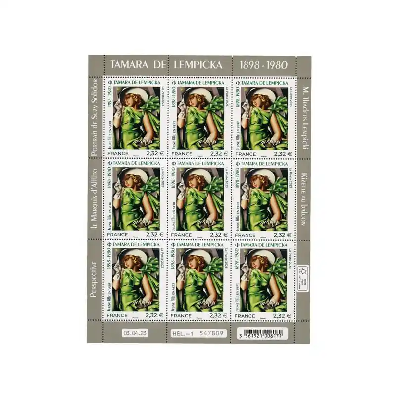 Timbre Jeune fille en vert en feuillet de France N°F98 neuf**. Prix Bas