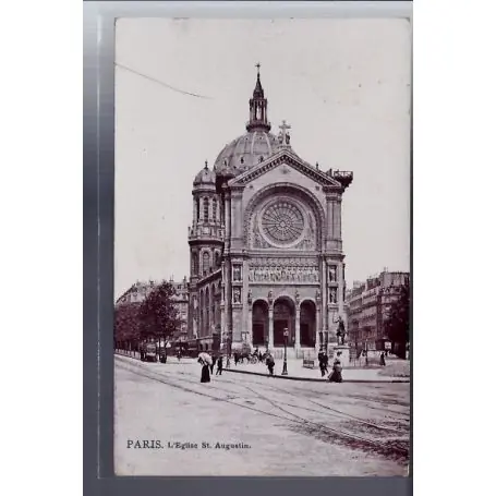 Fait Main Carte postale 75 - Paris - Eglise St-Augustin - Voyage - Dos divise