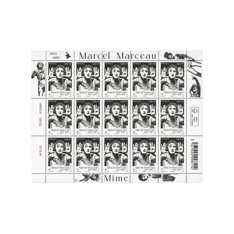 Livraison Mondiale Timbre Marcel Marceau en feuillet de France N°F91 neuf**.