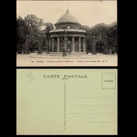 Vente Flash Carte postale 75 - Paris - Entree du Parc Monceau