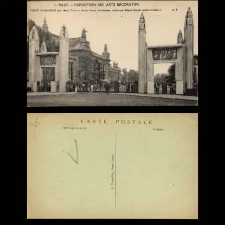 Carte postale 75 - Paris - Expo. 1925 - Porte d'Honneur Nouvel Arrivage