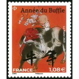 Timbre de collection France - 5468 Nouvel An Chinois : 2021 anne du buffle - petit timbre "lettre verte" Produit De Marque