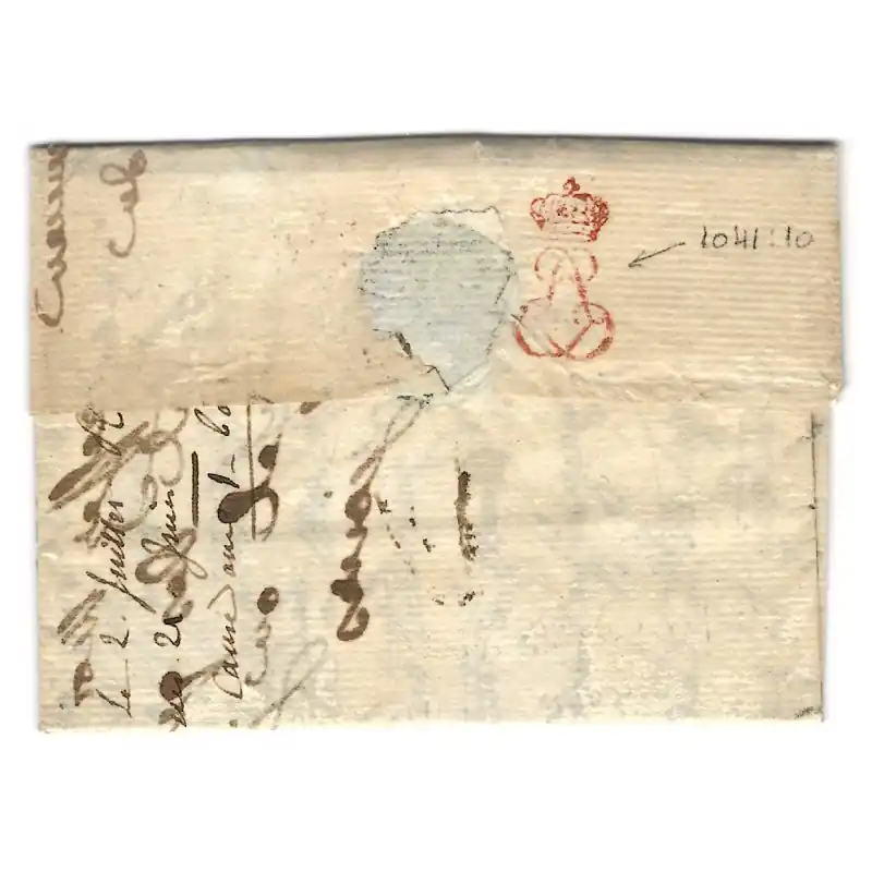 Livraison Mondiale Lettre de Paris avec monogramme de Louis XVIII, 1816.