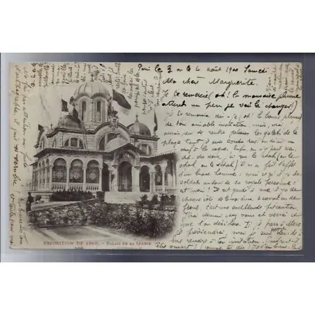 Carte postale 75 - Paris - Exposition de 1900 - Palais de la Serbie - Voyage - Dos non divi Meilleur Choix