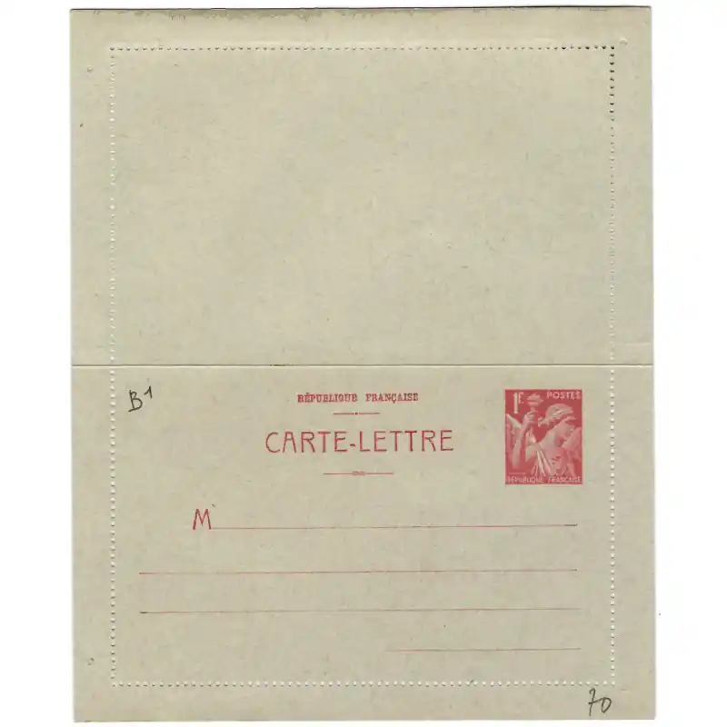 Carte-Lettre type Iris 1franc rouge 1940. Meilleur Choix