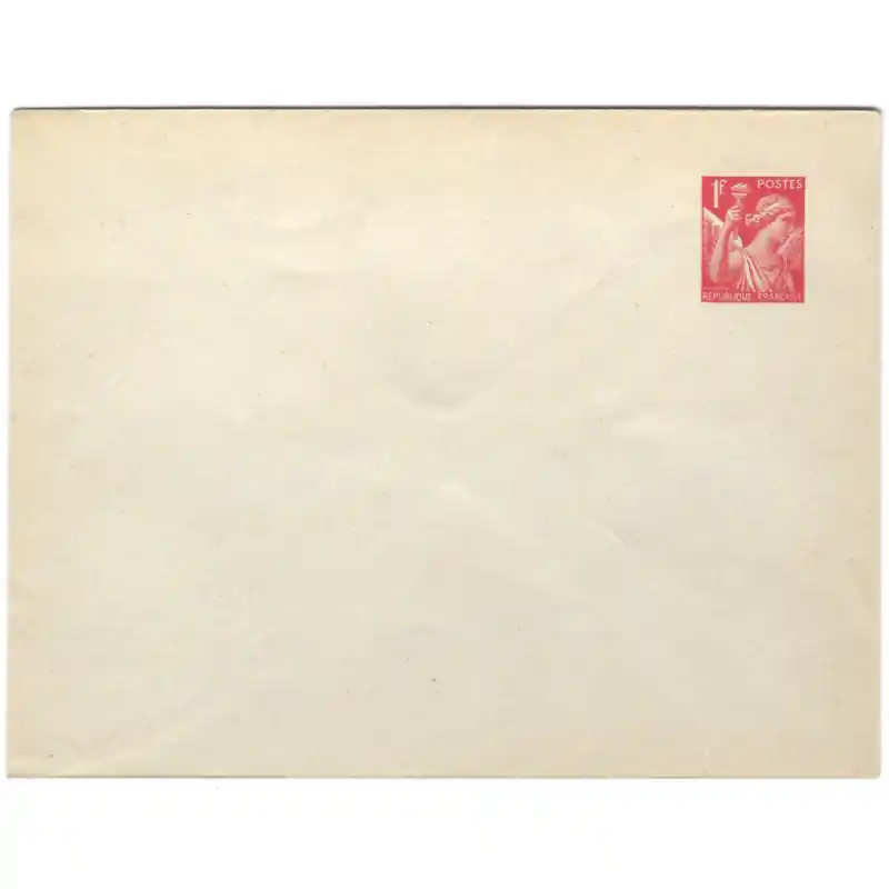Populaire Enveloppe postale type Iris 1franc rouge 1941.