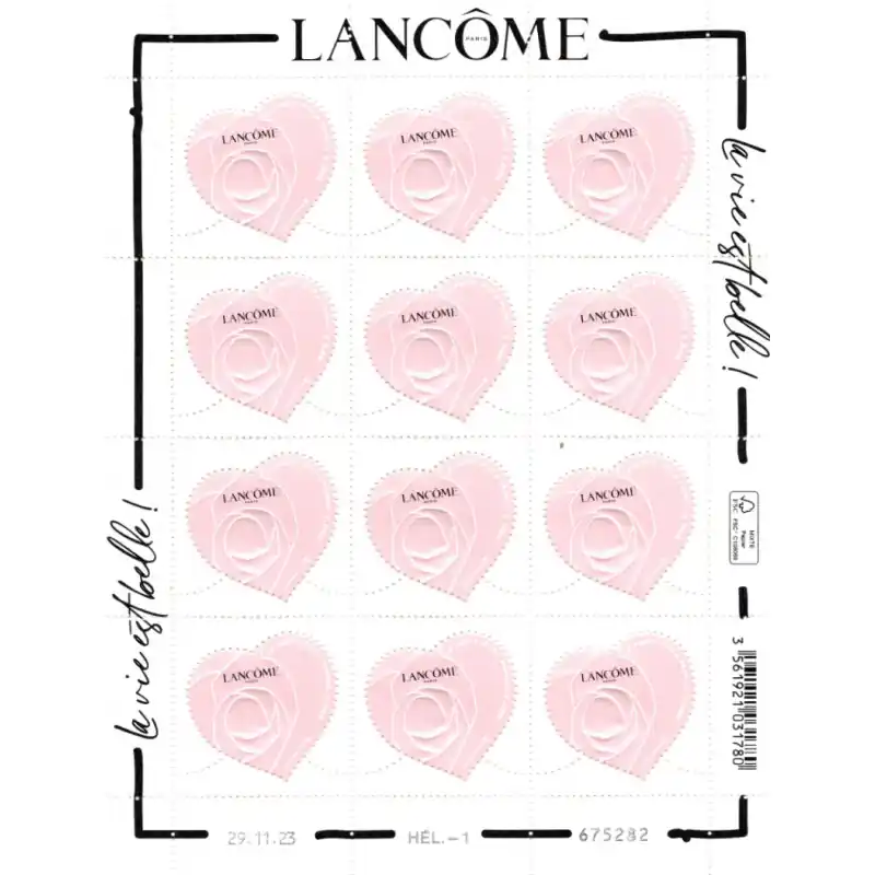 Haute Qualité Feuillet de 12 timbres Cœur Lancôme Lettre verte 100gr neuf**.