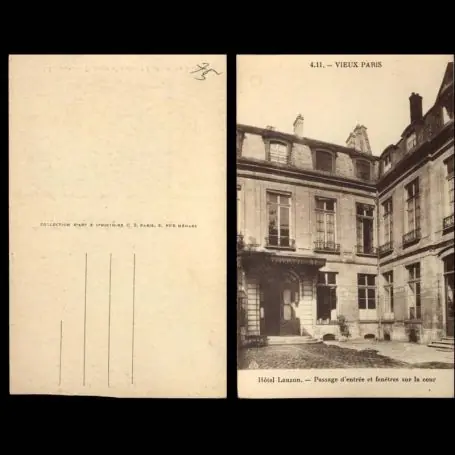 Livraison Mondiale Carte postale 75 - Paris - Hotel Lauzun - Passage d'entree et fenetres sur la cour