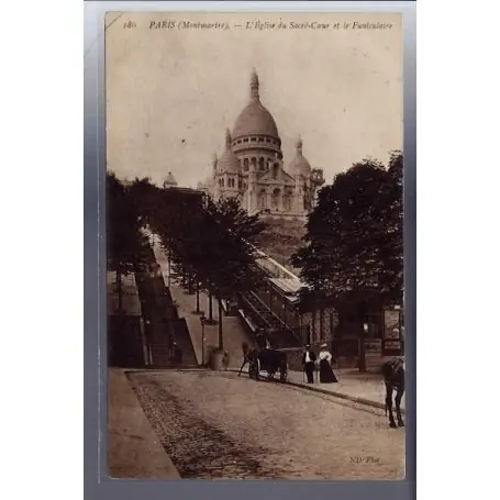 Carte postale 75 - Paris - L' eglise du Sacre-Coeur et le Funiculaire - Voyage - Dos divise Authentique