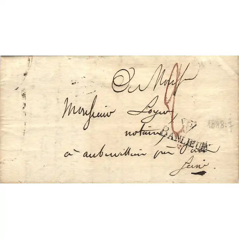Nouvelle Collection MP P Banlieue sur lettre Paris pour Aubervilliers 1827.