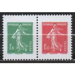 Timbre de collection France - 5607 Paire Horizontale V+R - 100 ans de la Semeuse Petit Prix