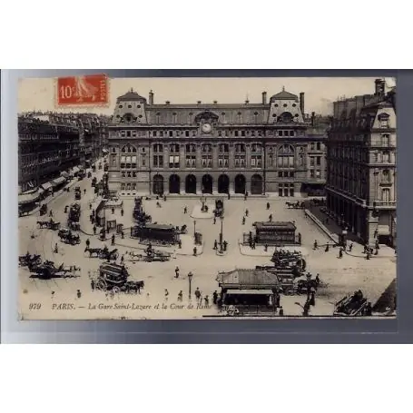 Carte postale 75 - Paris - La gare St-Lazare et la Cour de Rome - Voyage - Dos divise Livraison Mondiale