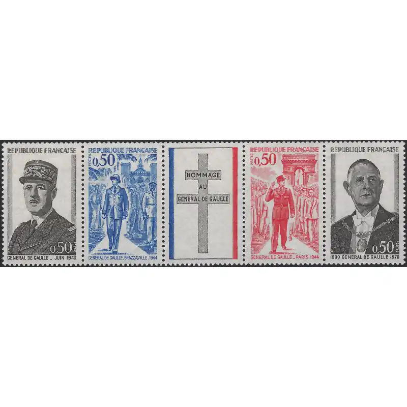 Bande Général de Gaulle de 4 timbres N°1698A neuf**. Petit Prix