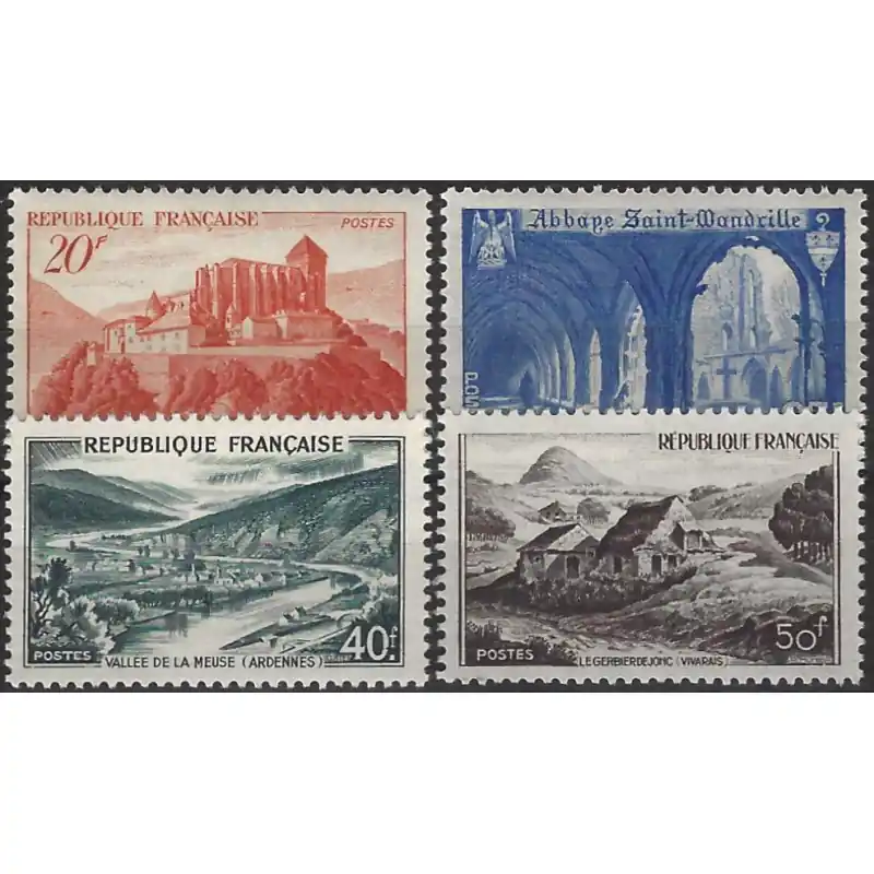 Nouvelle Collection Monuments et sites timbres de France N°841A-843 série neuf**.