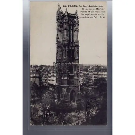 Carte postale 75 - Paris - La Tour Saint-Jacques - Voyage - Dos divise Solde