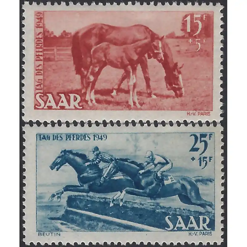 Livraison Mondiale Sarre Journée du cheval timbres N°253-254 série neuf**.