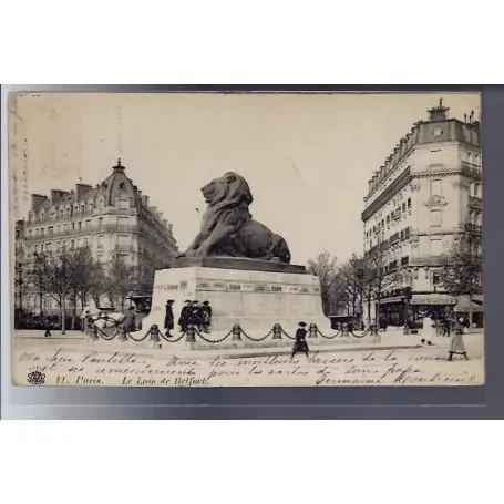 Carte postale 75 - Paris - Le Lion de Belfort - Voyage - Dos non divise Remise