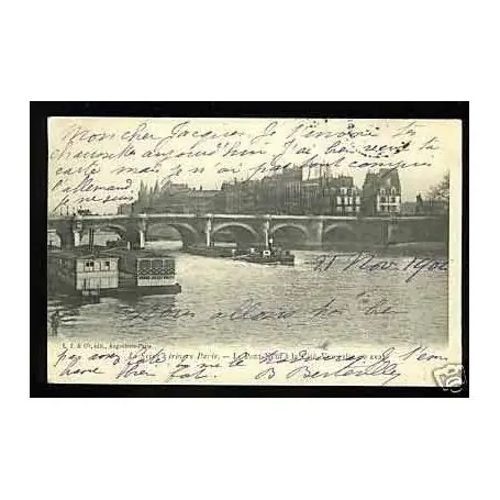 Carte postale 75 - Paris - Le pont neuf a la Cite - Peniche Marque