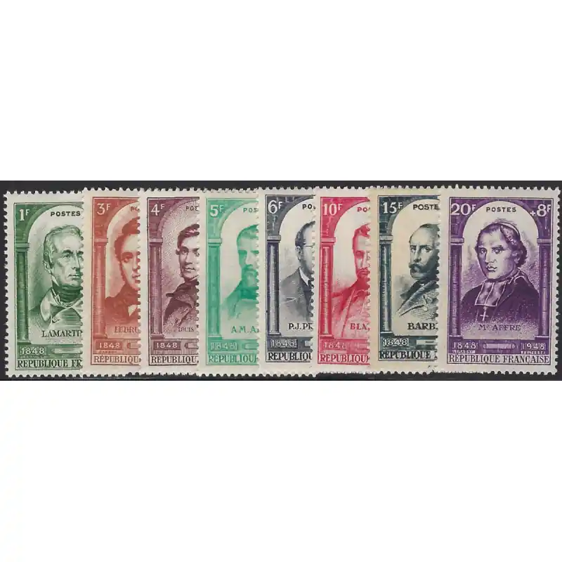 Célébrités de la révolution timbres de France N°795-802 série neuf**. Certifié