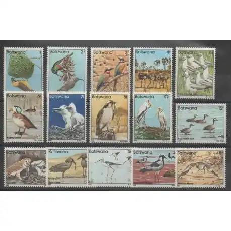 Prix Bas Botswana - 1982 - No 451/465 - Oiseaux - Série courte