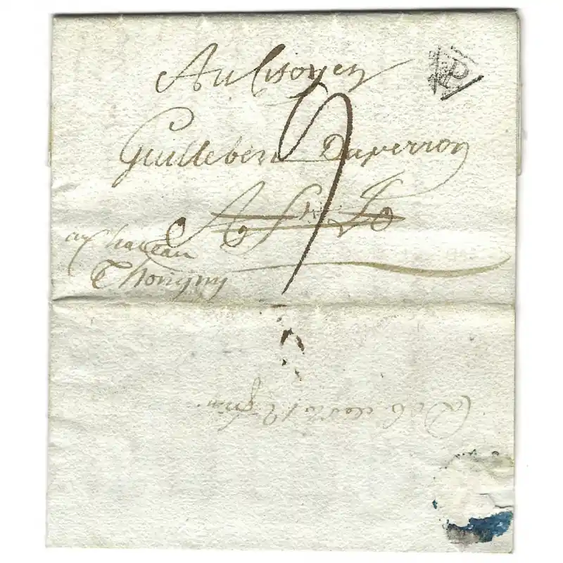 Lettre de Paris réexpédiée marque manuscrite \\ Premium