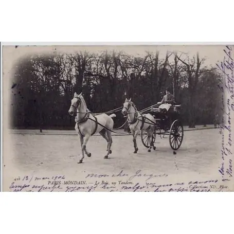 Authentique Carte postale 75 - Paris - Mondain - Le bois - Un tandem - Voyage - Dos non divise