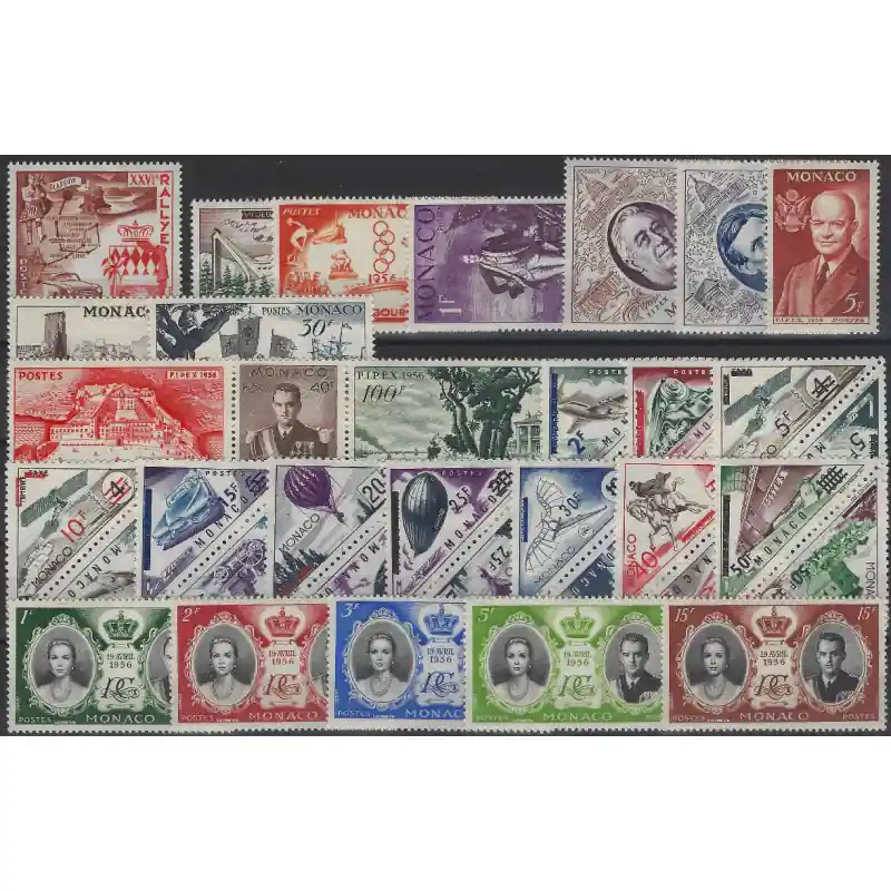 Monaco timbres d'année 1956 complète N°441-477 neuf**. Offre Limitée
