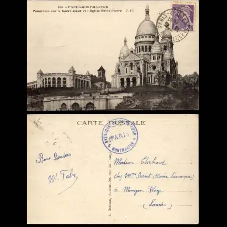 Carte postale 75 - Paris - Panorama du Sacre Coeur et eglise St Pierre Paiement Sécurisé